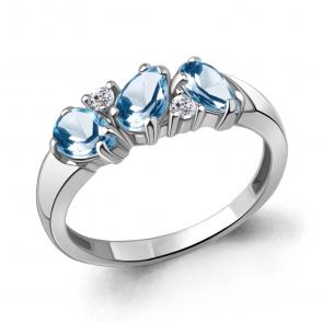 Серебряное кольцо AQUAMARINE с топазом и фианитом А6958405А фото