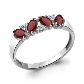 Серебряное кольцо AQUAMARINE с фианитом и гранатом А6958503А фото