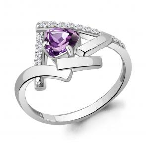 Серебряное кольцо AQUAMARINE с фианитом и аметистом А6959004А фото