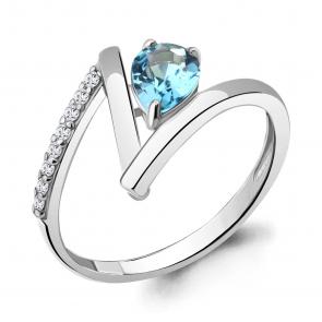 Серебряное кольцо AQUAMARINE с топазом и фианитом А6959205А фото