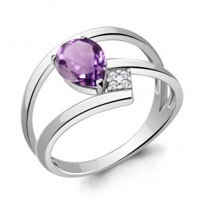Серебряное кольцо AQUAMARINE с фианитом и аметистом А6959404А фото