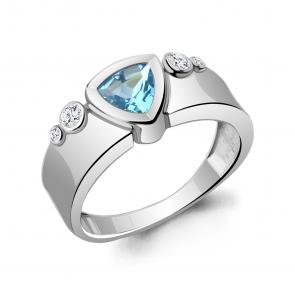 Серебряное кольцо AQUAMARINE с топазом и фианитом А6960905А фото