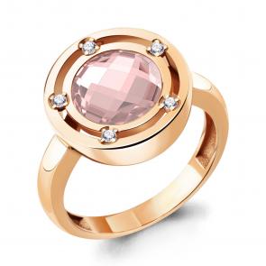 Кольцо из золочёного серебра AQUAMARINE с фианитом и морганитом А6961390А-п фото