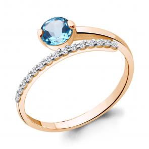 Кольцо из золочёного серебра AQUAMARINE с топазом и фианитом А6961405А-п фото