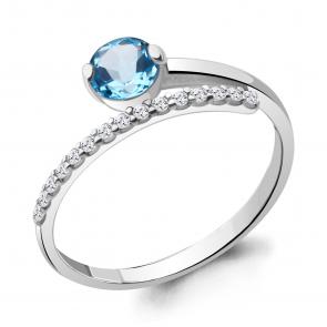 Серебряное кольцо AQUAMARINE с топазом и фианитом А6961405А фото
