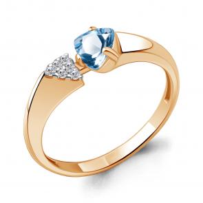 Кольцо из золочёного серебра AQUAMARINE с топазом и фианитом А6961505А-п фото