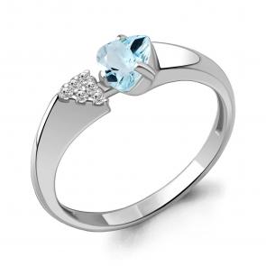 Серебряное кольцо AQUAMARINE с топазом и фианитом А6961505А фото