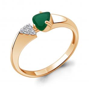 Кольцо из золочёного серебра AQUAMARINE с фианитом и агатом А6961509А-п фото