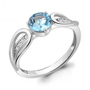 Серебряное кольцо AQUAMARINE с топазом и фианитом А6963705А фото