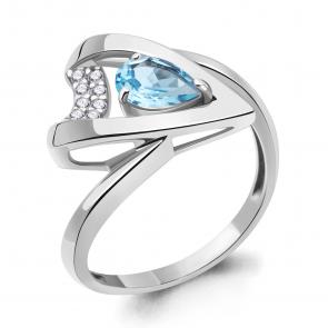 Серебряное кольцо AQUAMARINE с топазом и фианитом А6964005А фото
