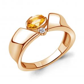 Кольцо из золочёного серебра AQUAMARINE с фианитом и цитрином А6965706А-п фото