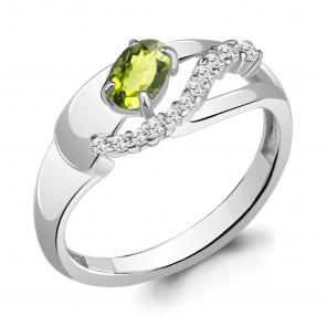 Серебряное кольцо AQUAMARINE с фианитом и хризолитом А6967307А фото