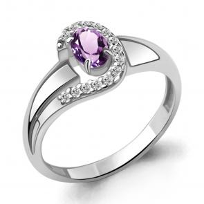 Серебряное кольцо AQUAMARINE с фианитом и аметистом А6967404А фото