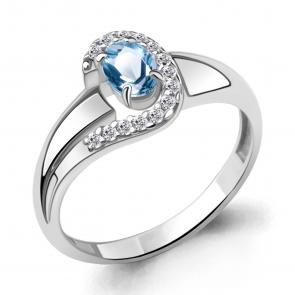 Серебряное кольцо AQUAMARINE с топазом и фианитом А6967405А фото