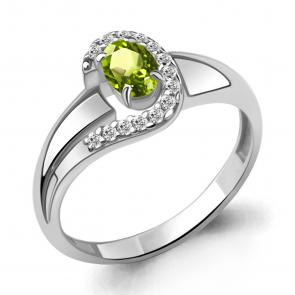 Серебряное кольцо AQUAMARINE с фианитом и хризолитом А6967407А фото