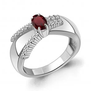 Серебряное кольцо AQUAMARINE с фианитом и гранатом А6967703А фото