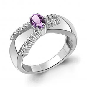Серебряное кольцо AQUAMARINE с фианитом и аметистом А6967704А фото