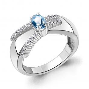 Серебряное кольцо AQUAMARINE с топазом и фианитом А6967705А фото
