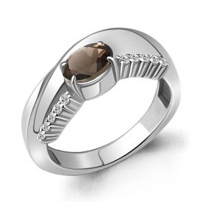 Серебряное кольцо AQUAMARINE с фианитом и кварцем А6967801А фото