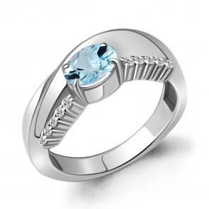 Серебряное кольцо AQUAMARINE с топазом и фианитом А6967802А фото