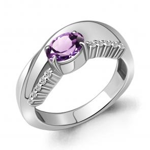 Серебряное кольцо AQUAMARINE с фианитом и аметистом А6967804А фото