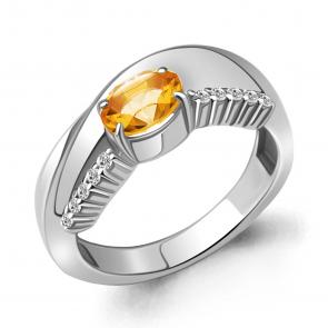 Серебряное кольцо AQUAMARINE с фианитом и цитрином А6967806А фото