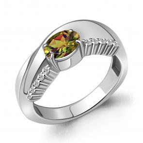 Серебряное кольцо AQUAMARINE с фианитом и султанитом А6967819А фото