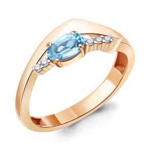 Кольцо из золочёного серебра AQUAMARINE с топазом и фианитом А6967905А-п фото