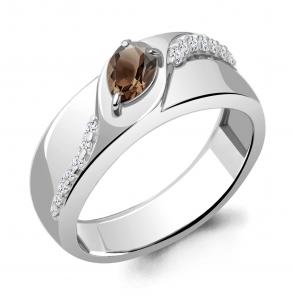 Серебряное кольцо AQUAMARINE с фианитом и кварцем А6968001А фото