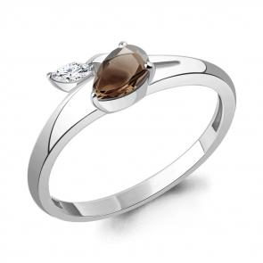 Серебряное кольцо AQUAMARINE с фианитом и кварцем А6968301 фото