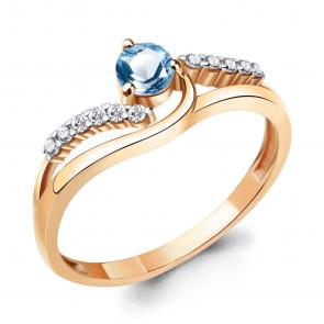 Кольцо из золочёного серебра AQUAMARINE с топазом и фианитом А6968405А-п фото