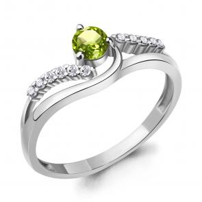 Серебряное кольцо AQUAMARINE с фианитом и хризолитом А6968407А фото