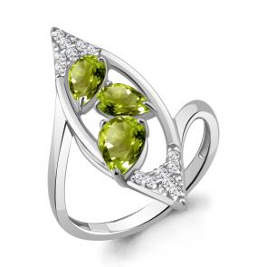 Серебряное кольцо AQUAMARINE с фианитом и хризолитом А6968907А фото