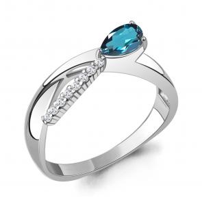 Серебряное кольцо AQUAMARINE с фианитом и Лондон топазом А6970808А фото