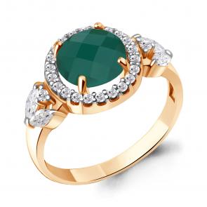 Кольцо из золочёного серебра AQUAMARINE с фианитом и агатом А6971109А-п фото