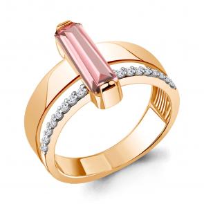 Кольцо из золочёного серебра AQUAMARINE с фианитом и морганитом А6972490А-п фото