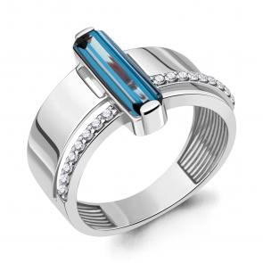 Серебряное кольцо AQUAMARINE с фианитом и Лондон топазом А6972593А фото