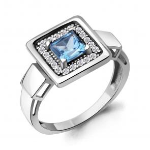 Серебряное кольцо AQUAMARINE с топазом и фианитом А6973505А фото