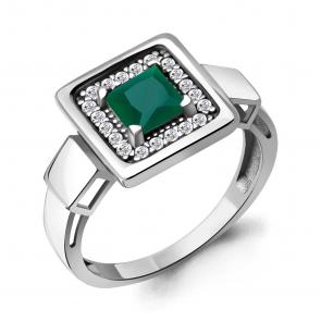 Серебряное кольцо AQUAMARINE с фианитом и агатом А6973509А фото