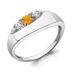 Серебряное кольцо AQUAMARINE с фианитом и цитрином А6975106А фото
