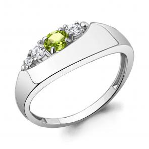 Серебряное кольцо AQUAMARINE с фианитом и хризолитом А6975107А фото