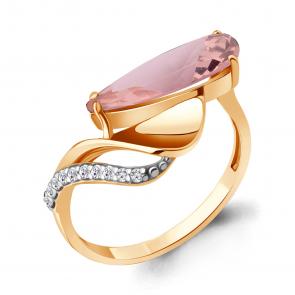 Кольцо из золочёного серебра AQUAMARINE с фианитом и морганитом А6976290А-п фото