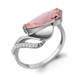 Серебряное кольцо AQUAMARINE с фианитом и морганитом А6976290А фото