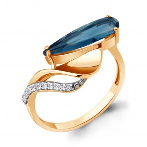 Кольцо из золочёного серебра AQUAMARINE с фианитом и Лондон топазом А6976293А-п фото