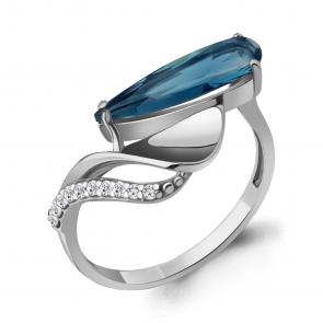 Серебряное кольцо AQUAMARINE с фианитом и Лондон топазом А6976293А фото