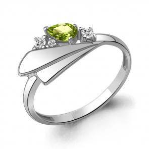 Серебряное кольцо AQUAMARINE с фианитом и хризолитом А6976907А фото