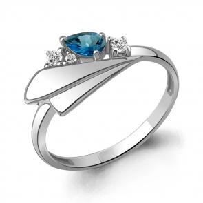 Серебряное кольцо AQUAMARINE с фианитом и Лондон топазом А6976908А фото