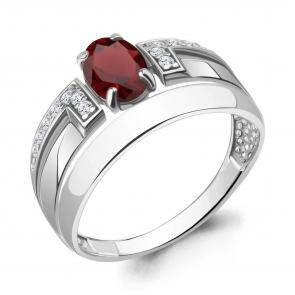 Серебряное кольцо AQUAMARINE с фианитом и гранатом А6977703А фото