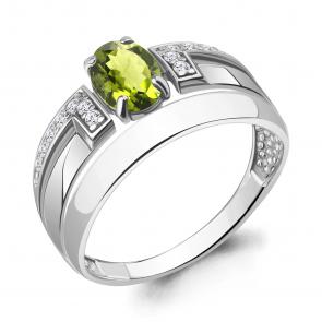 Серебряное кольцо AQUAMARINE с фианитом и хризолитом А6977707А фото