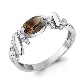 Серебряное кольцо AQUAMARINE с фианитом и кварцем А6978101А фото